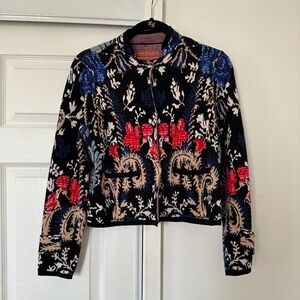Black Anthropologie winter floral cardigan